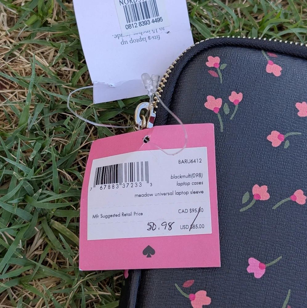 Kate Spade New York Meadow Universal Laptop Case Sleeve Black Multi/Floral Gold